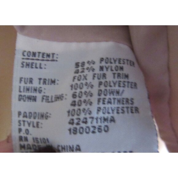 1 Madison Beige Puffer Coat W/ Fox Fur Trim Down/Feather Fill XL - Picture 11 of 11